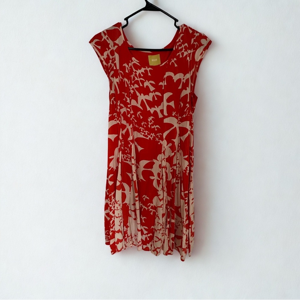 Anthropolgie Maeve Indiga Swing Short Dress Short Sleeves Orange White Dove - M